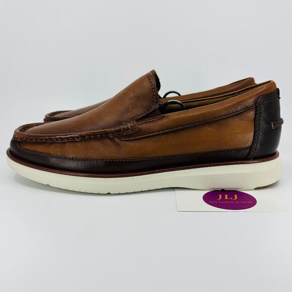 Florsheim Men's Tropics Moc Toe Venetian Slip On Cognac Leather Loafers Size 7 - Picture 5 of 11